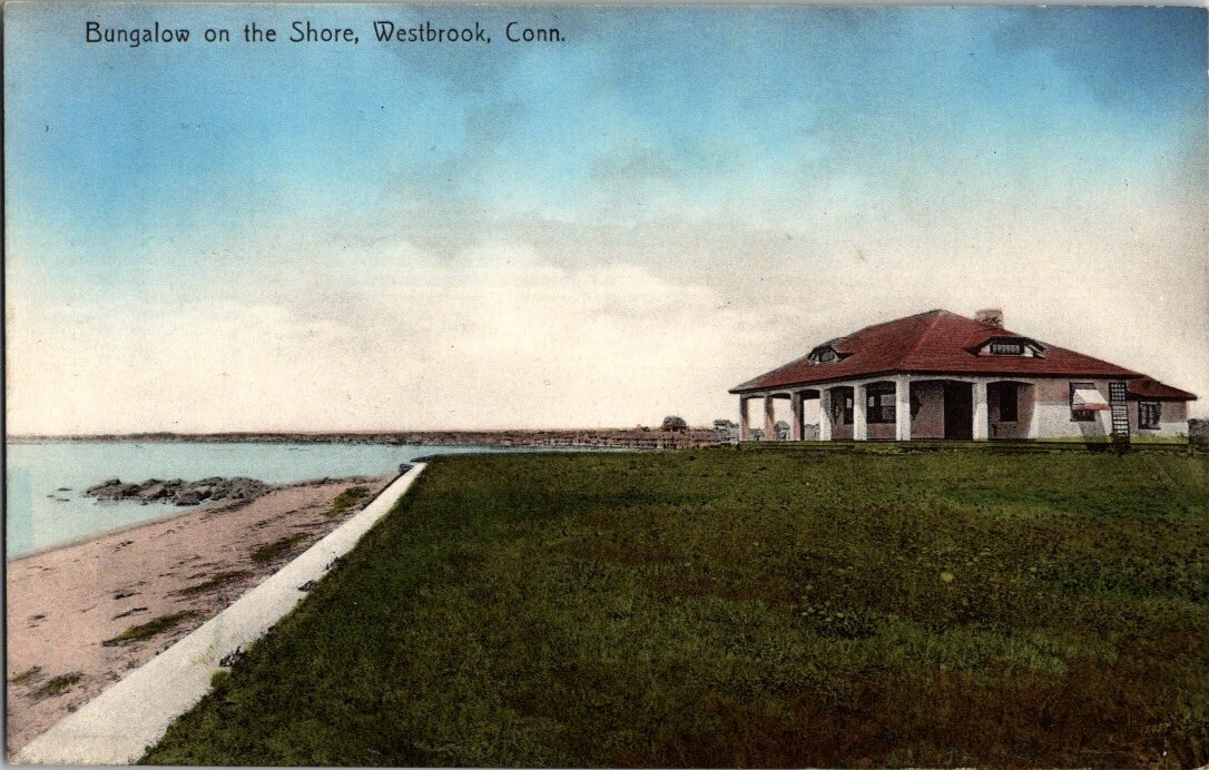 Vintage Bungalow on the Shore Westbrook CT Beach Postcard Neidlinger