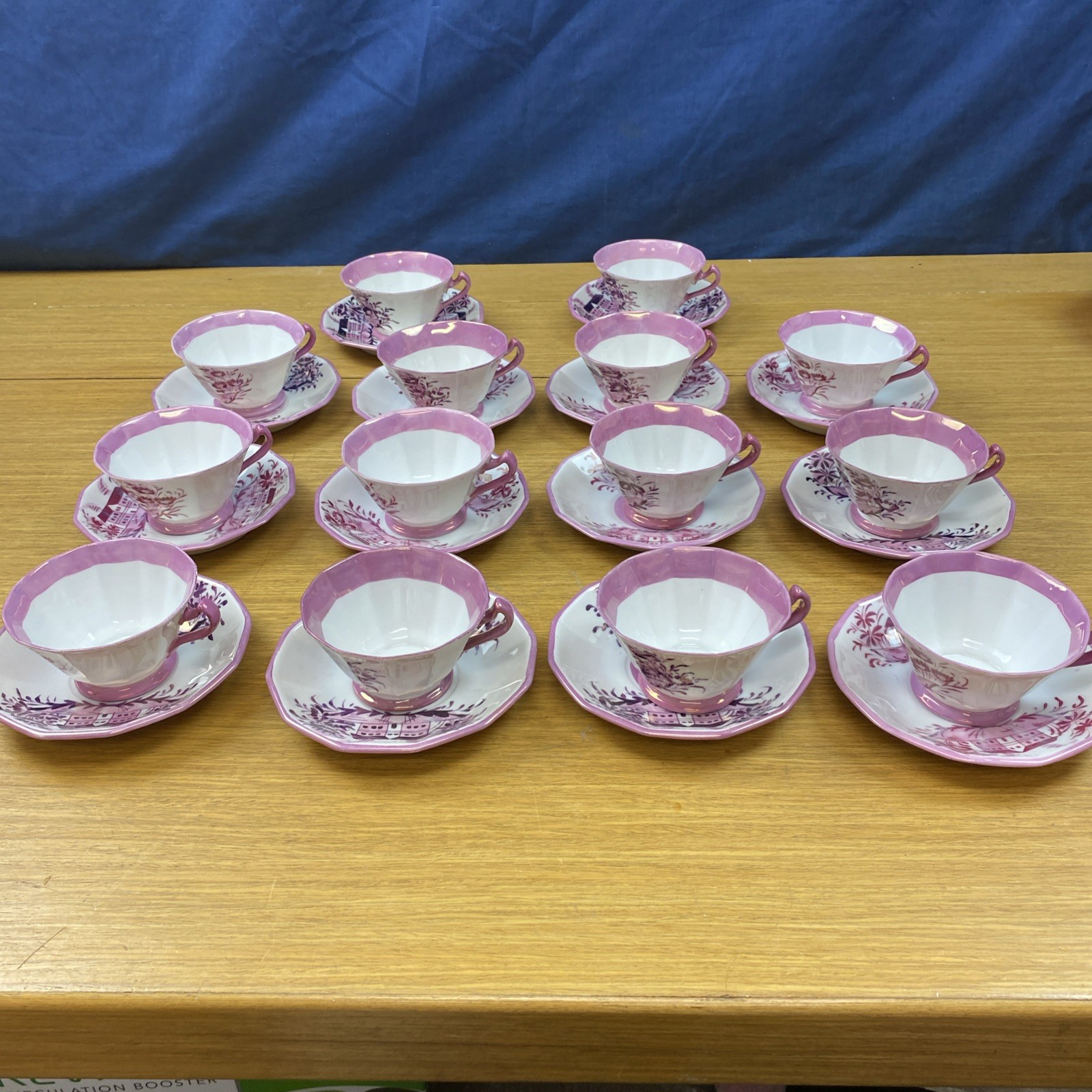Vintage/Antique Schlaggenwald (14 Sets) Pink Luster  Cups & Saucers