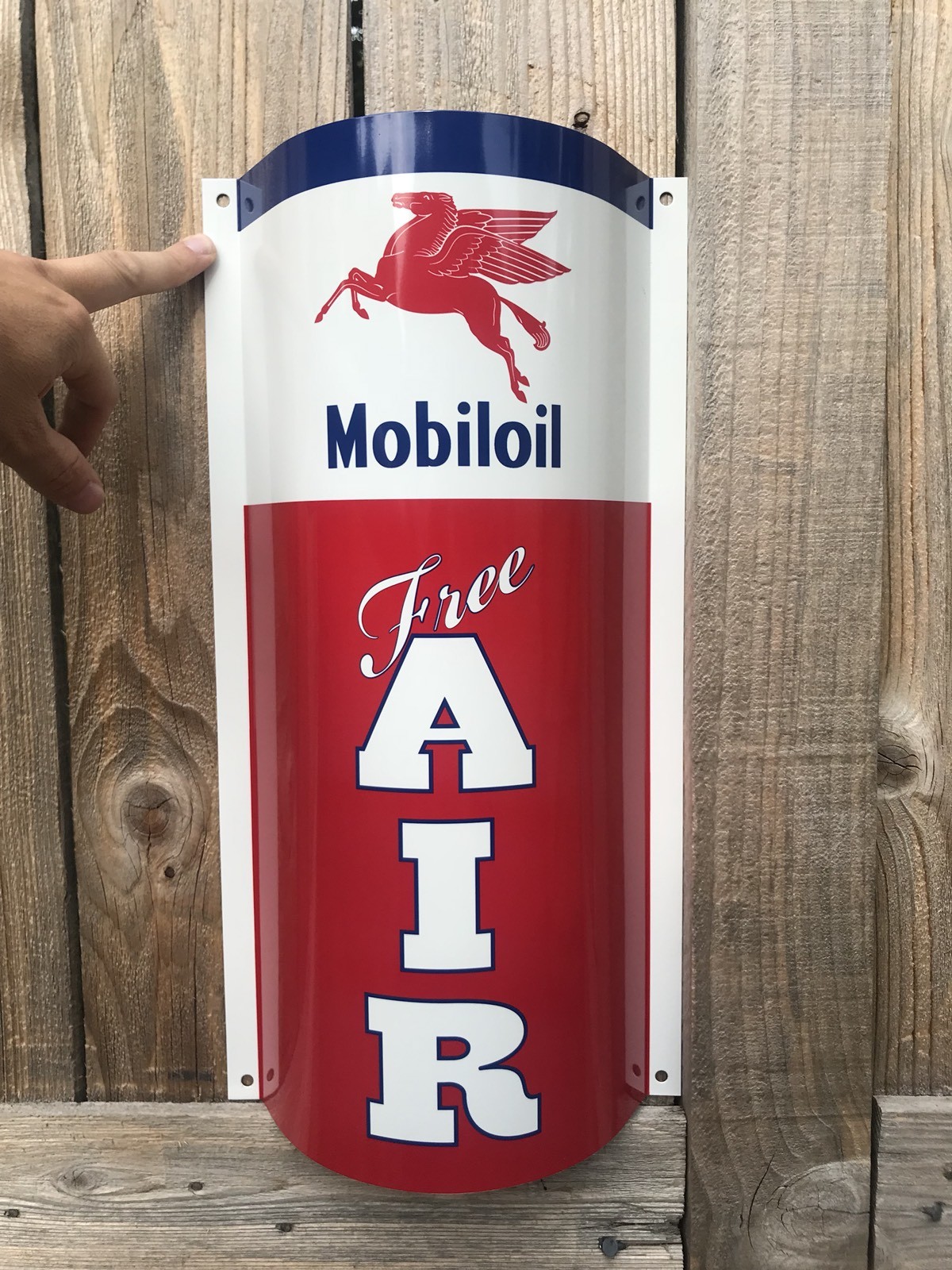Mobiloil Mobilgas Mobil Free Air Curved Metal  Gasoline Gas sign Pump Oil WOW