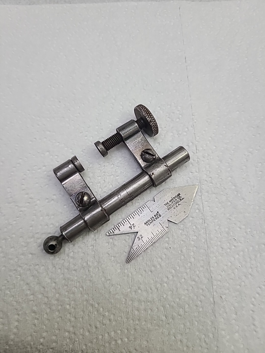 Vintage INDICATOR CLAMP IDEAL TOOL CO & american caliper co CENTER GAUGE