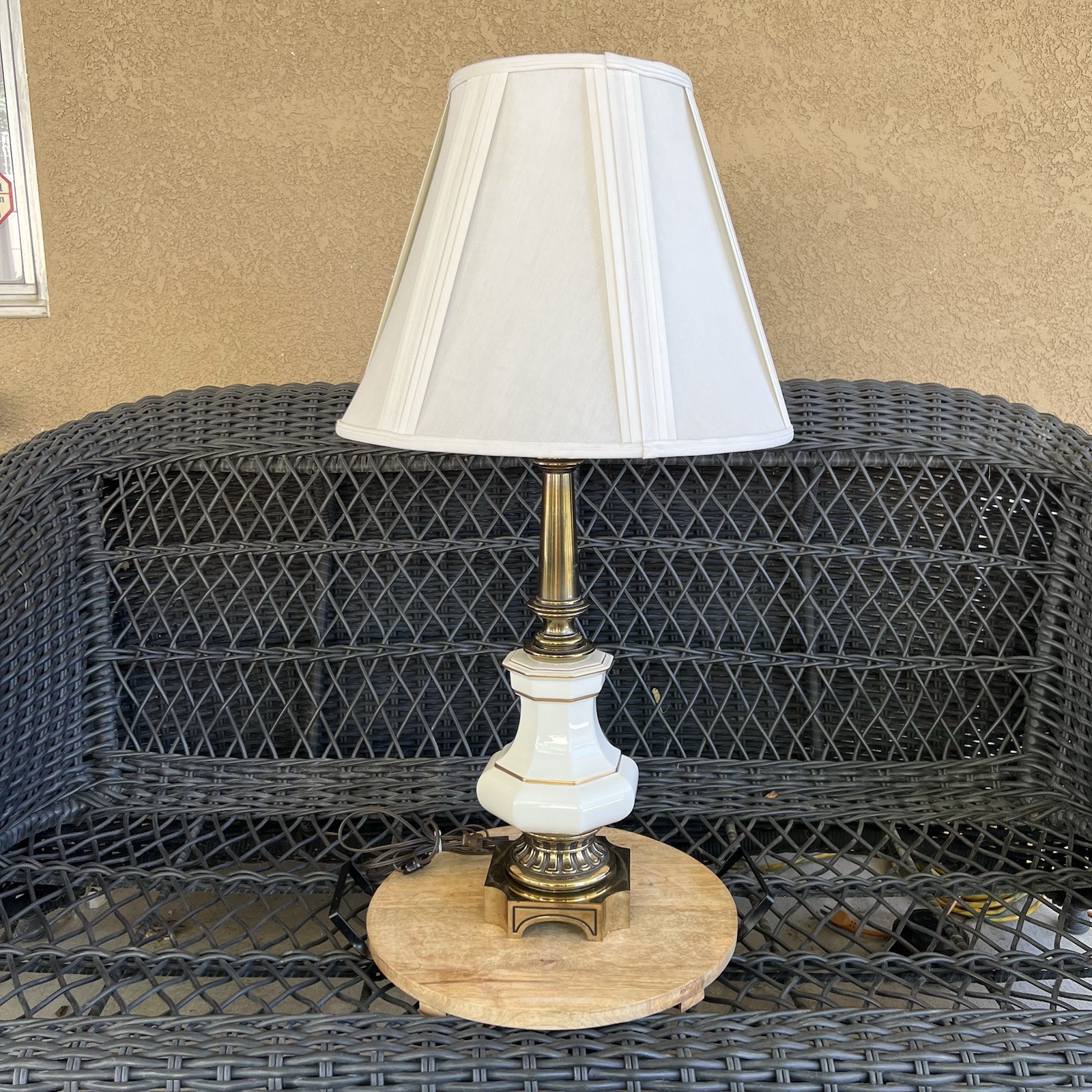 Mid 20th Century Stiffel Brass and White Porcelain Lamp