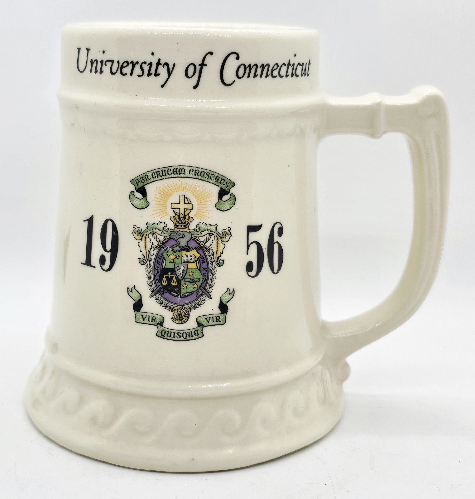 Vintage University of Connecticut Large Mug Stein 1956 UCONN By Balfour Ceramic