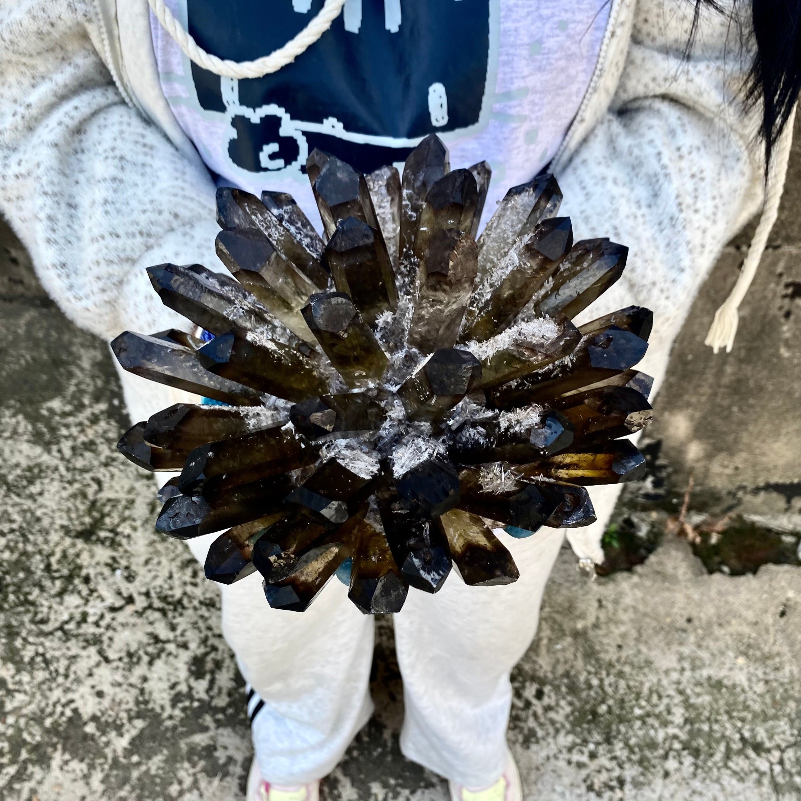 9.74LB New Find black Phantom Quartz Crystal Cluster Mineral Specimen Healing