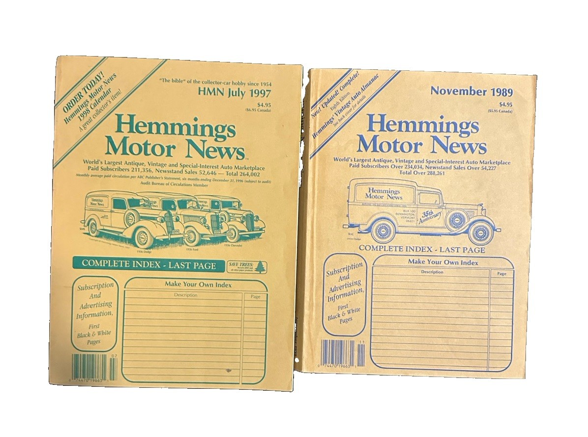 Hemmings Motor News Magazine Lot November 1989 July 1997 Vintage Auto Cars
