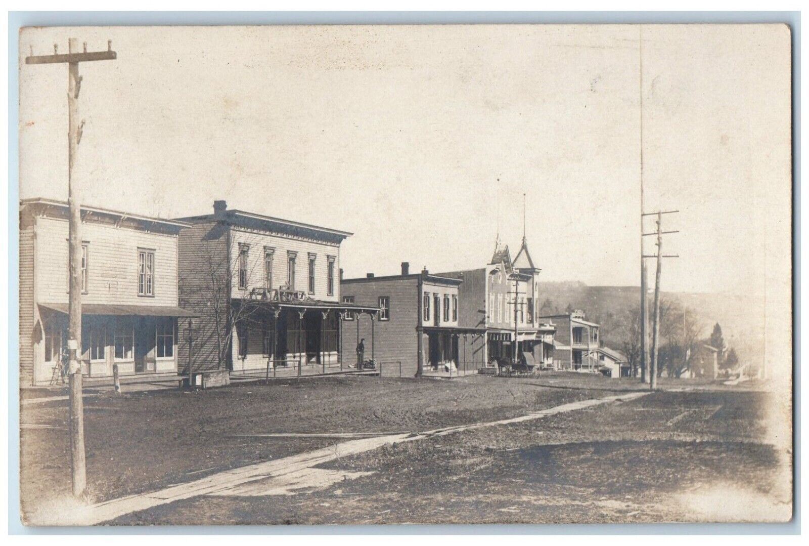 1908 Main Street View East Otto New York NY RPPC Photo Posted Antique Postcard