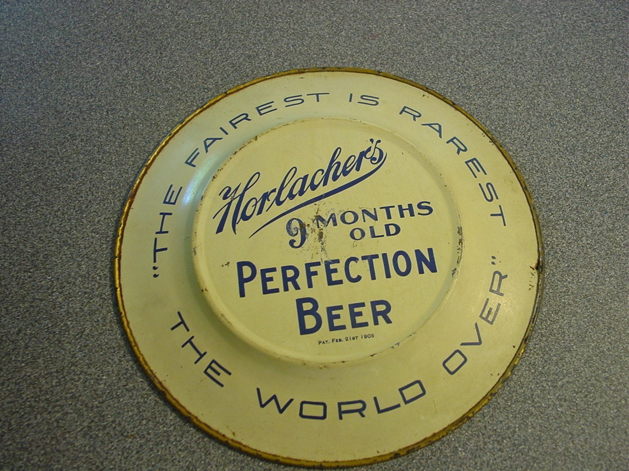 Antique Horlachers Pre-Prohibition Beer Allentown PA Tray Tip Busty Woman Tin