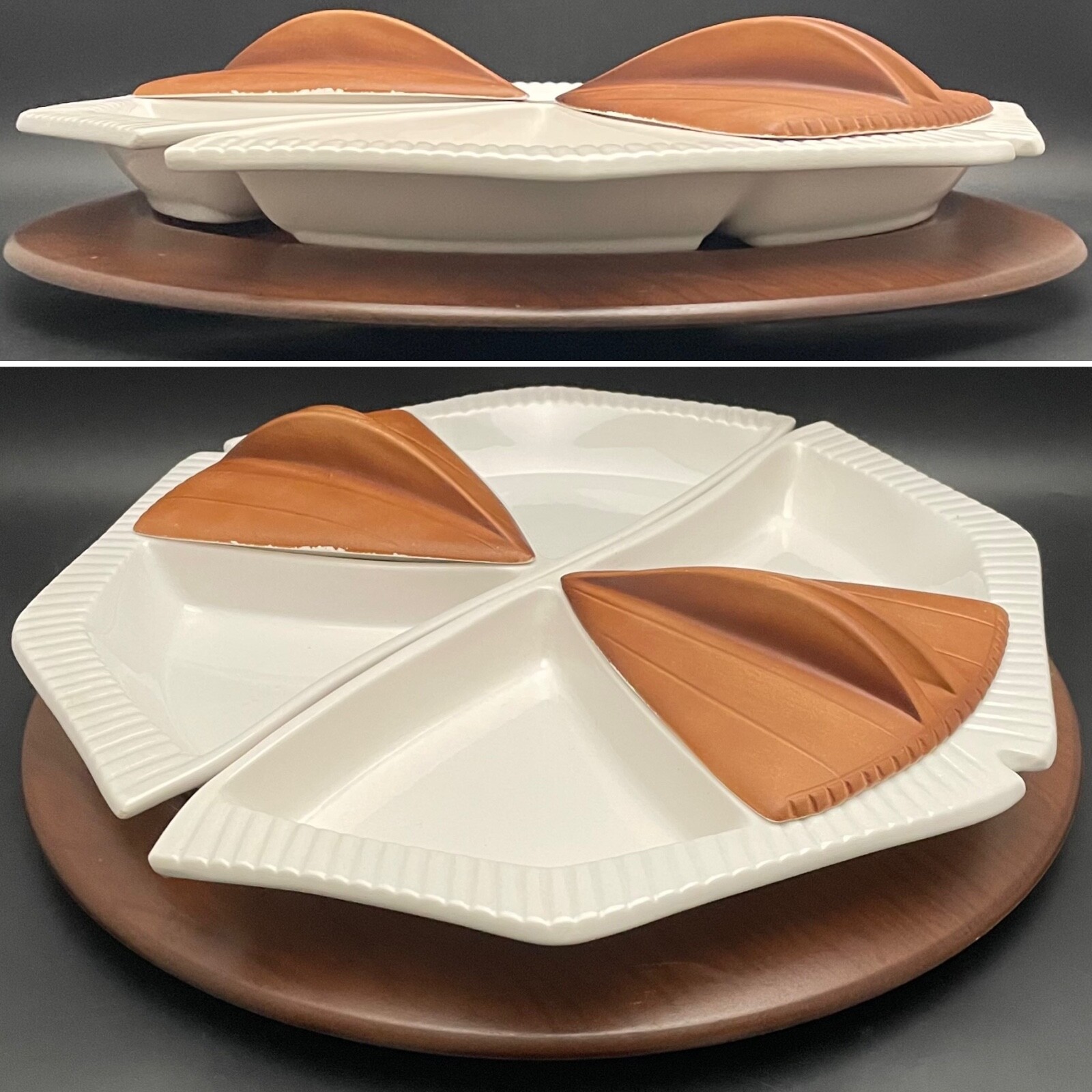 Miramar of California MCM Lazy Susan Snack Set 903 c1960s Made in USA 16\