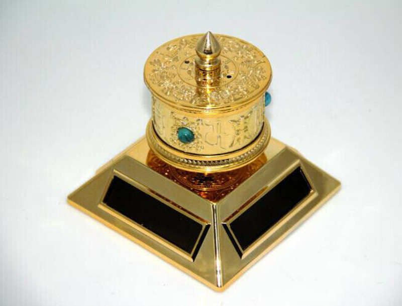 Solar or Battery Buddhist Mantra Scriptures Prayer Wheel for Car, Desk or Window Solar or Battery Buddhist Mantra Scriptures Prayer Wheel for Car, Desk or Window