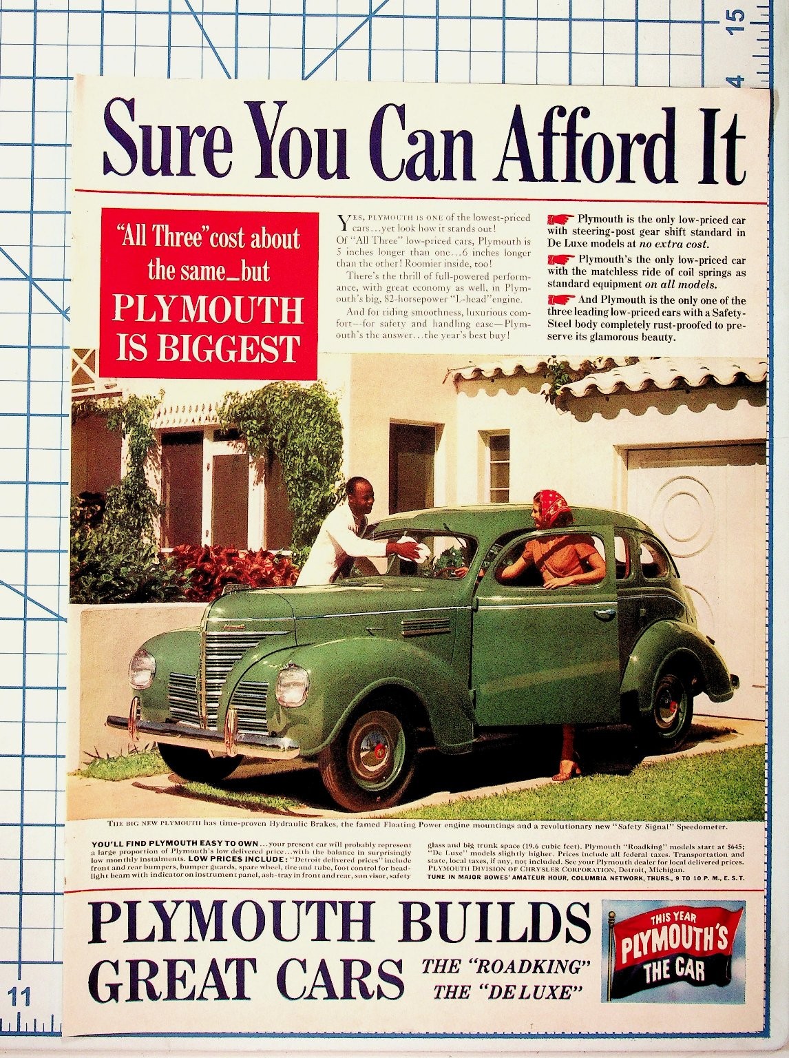 1937 Plymouth Roadking De Luxe Car Ad Vintage Auto Magazine Ephemera 1937 Plymouth Roadking De Luxe Car Ad Vintage Auto Magazine Ephemera
