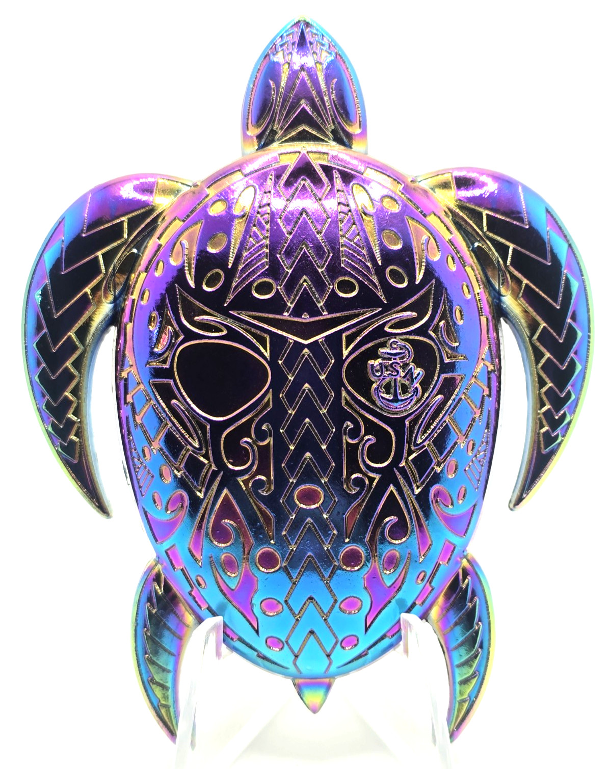 Super Rare US Navy Chief Aloha Rainbow Oil Drip Turtle Coin Massive Gem RARE