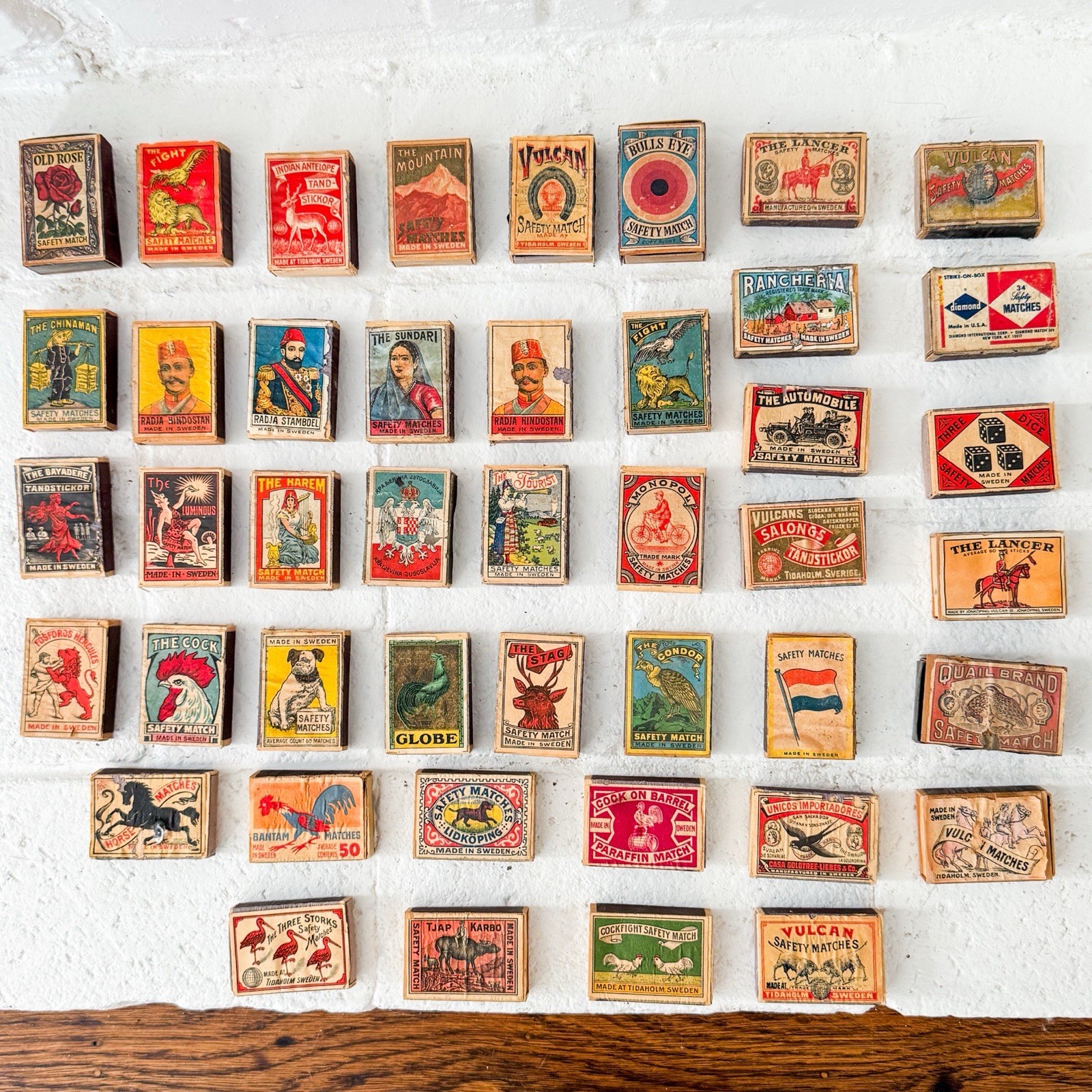 Lot 44 Antique Vintage Swedish Safety Matchboxes Empty Boxes Vulcan Tidaholm