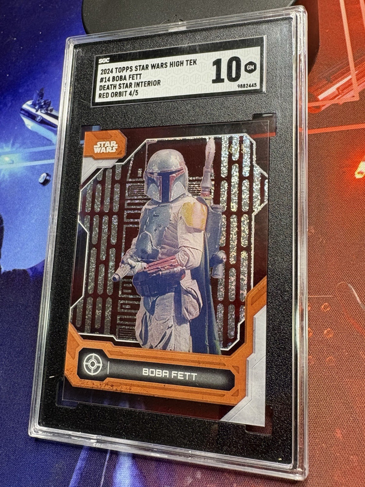 Topps 2024 Star Wars Boba Fett #14 Death Star Interior Red Orbit SGC 10 4/5