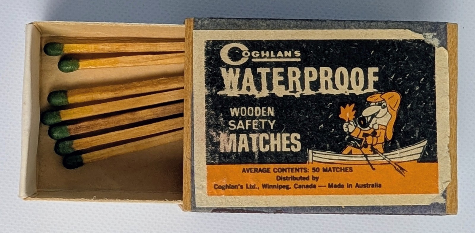 Vintage Coghlan\'s Waterproof Wooden Safety Matches Box Made in Australia