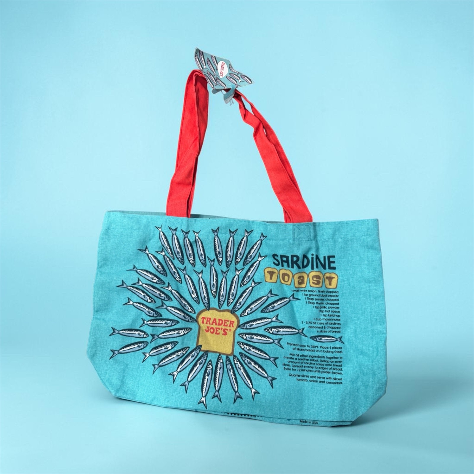 New NWT  Authentic Trader Joe’s Sardine Tote Bag Rare Retired Discontinued
