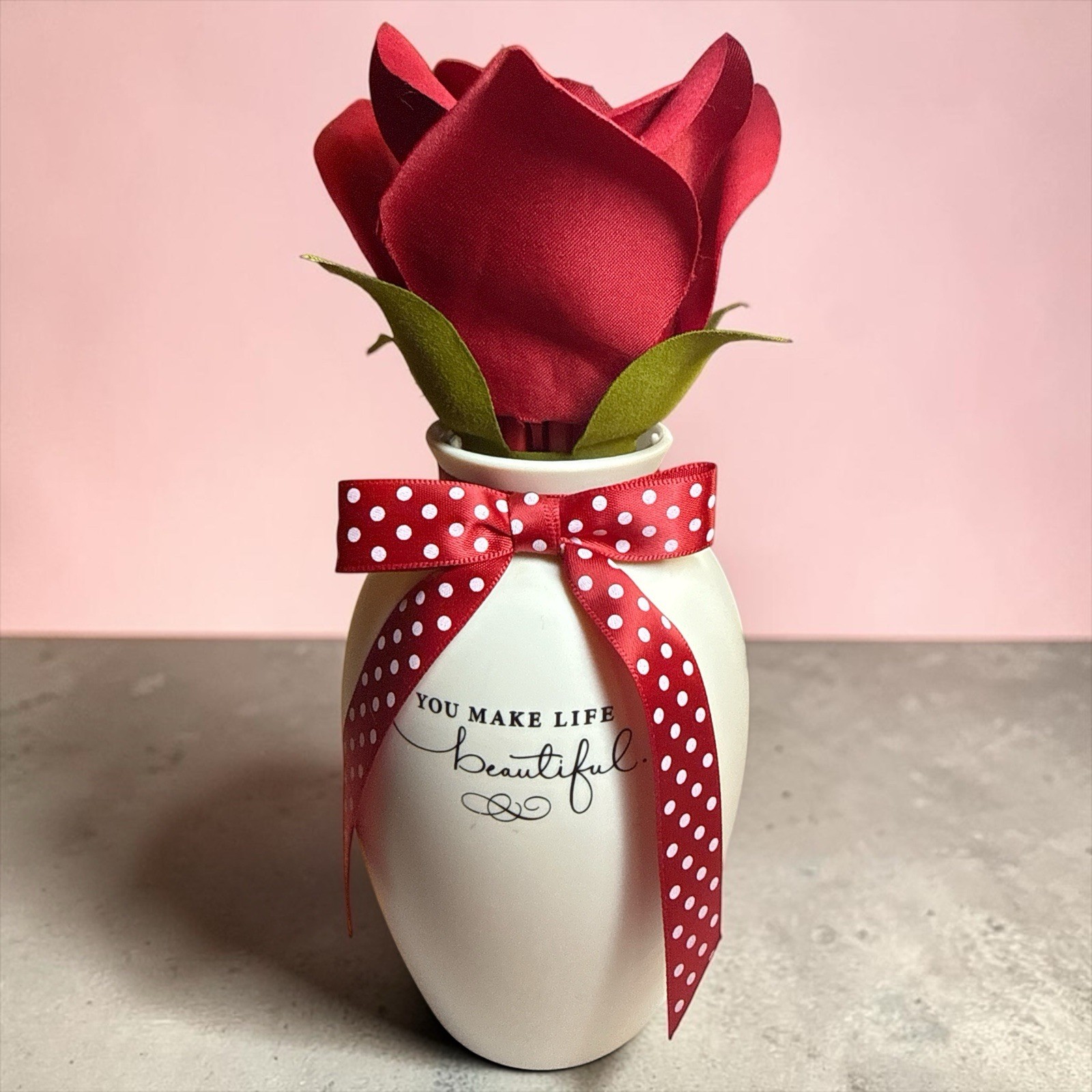Hallmark Blooming Expressions Open Close Red Rose Vase LOVE YOU ALWAYS  8\
