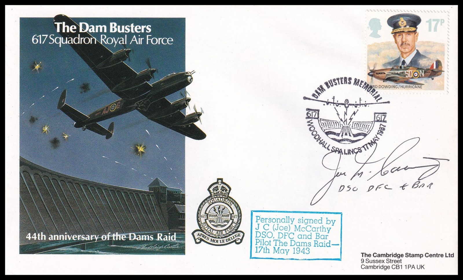 Dams Raid Pilot JOE McCARTHY DSO DFC* Signed DAMBUSTERS Anniversary Cover