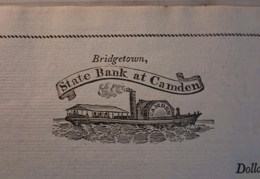 RARE Obsolete Currency UNC 1810's Bridgetown, Camden (NJ) Vintage Bank Check RARE Obsolete Currency UNC 1810's Bridgetown, Camden (NJ) Vintage Bank Check