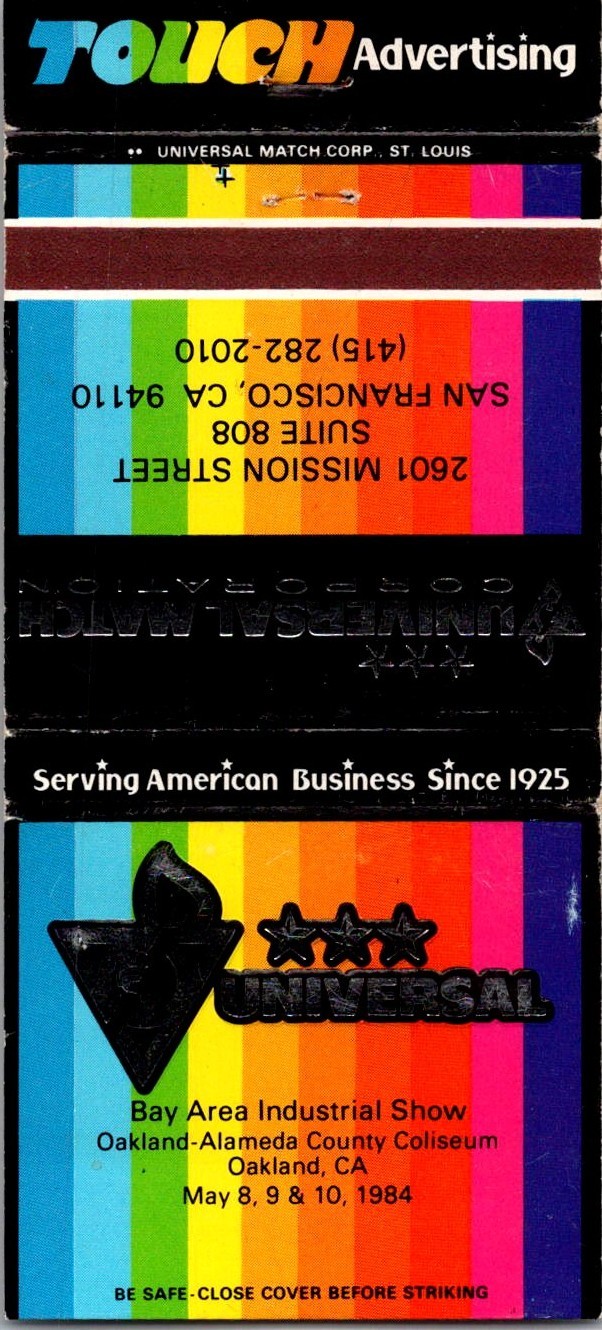 Bay Area Industrial Show Since 1925 Oakland CA Vintage Matchbook Cover TMM23-4