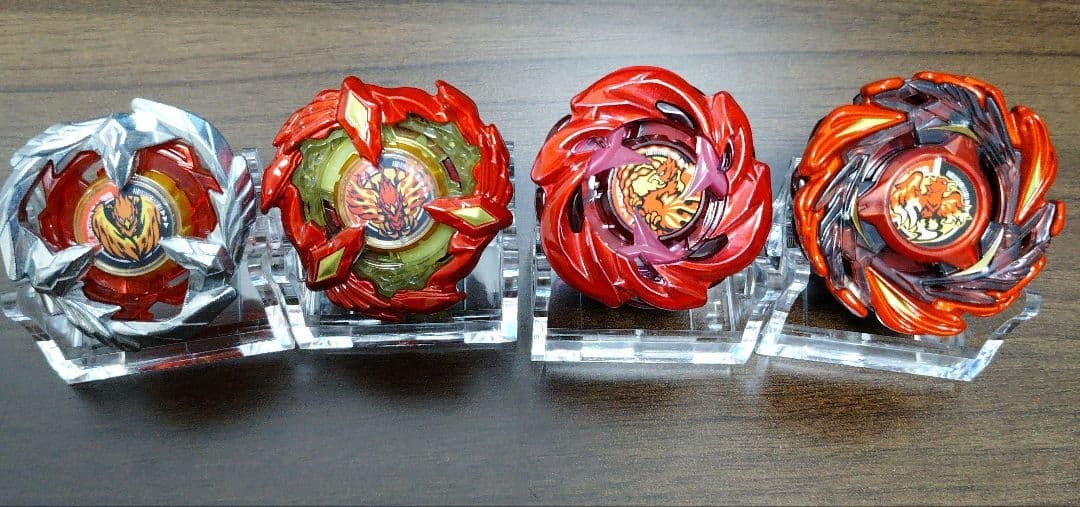 Beyblade X Phoenix 4 Top Set Red Metal Coat Collectible 15+
