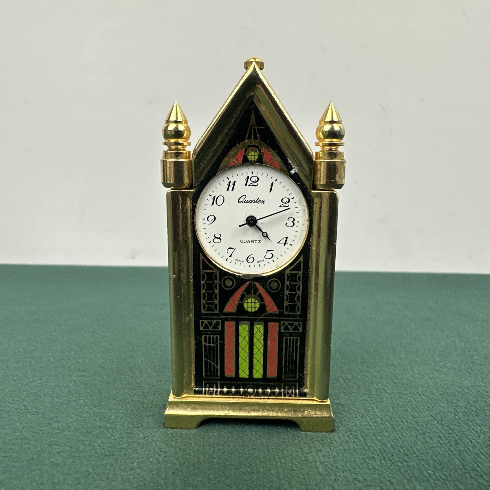 Vtg Xanadu Mini Brass Clock Tower House Building Trinket Figurine, Needs Battery
