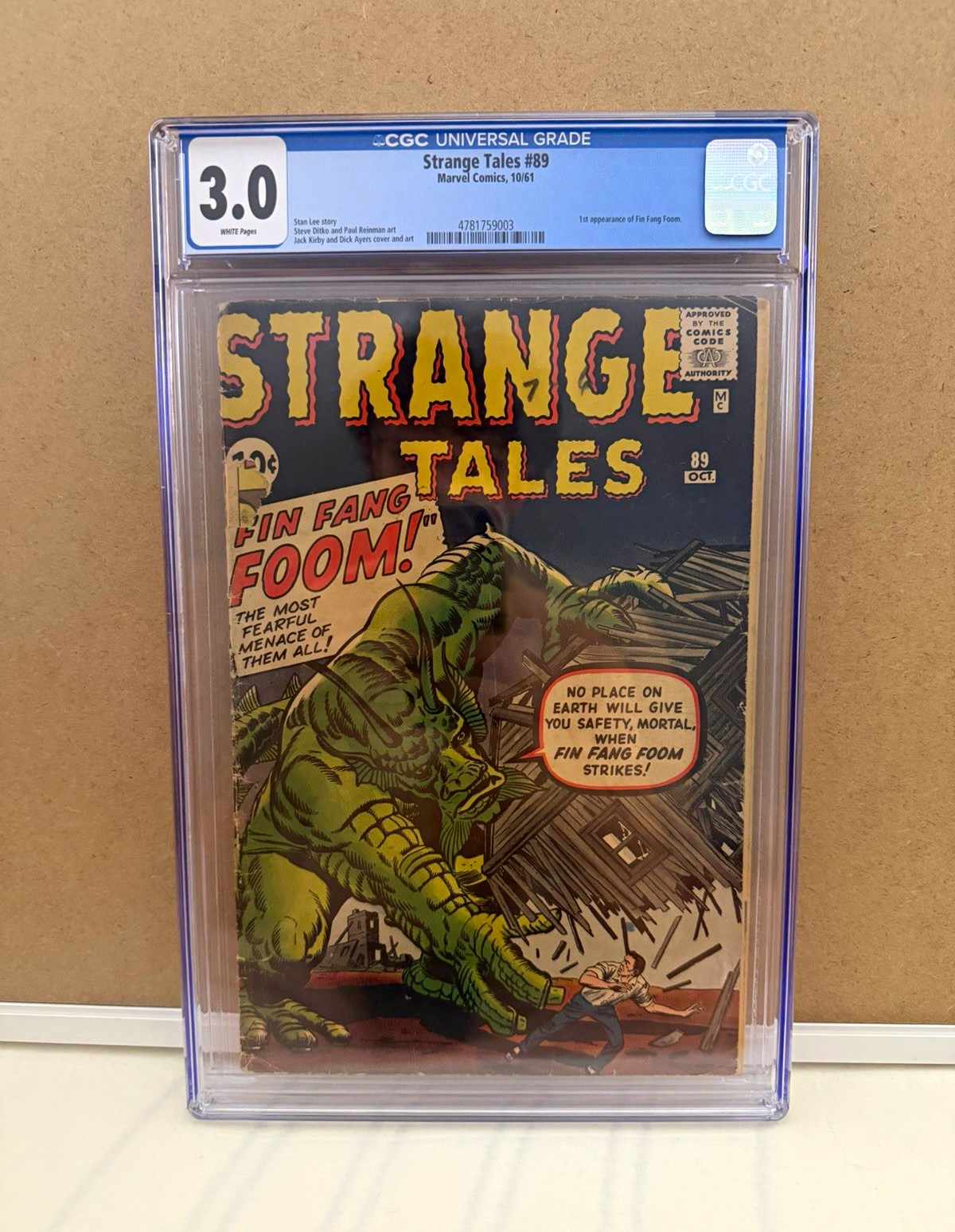 STRANGE TALES #89 (1961) Marvel Silver KEY CGC 3.0 WHITE 1st FIN FANG FOOM 