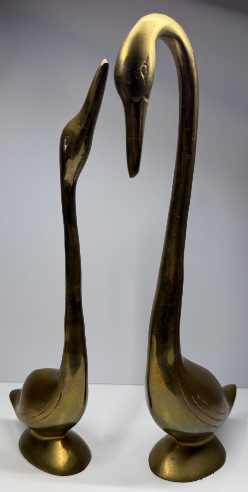 Vintage Brass Swan Figurines Statues Mid Century Modern Ducks
