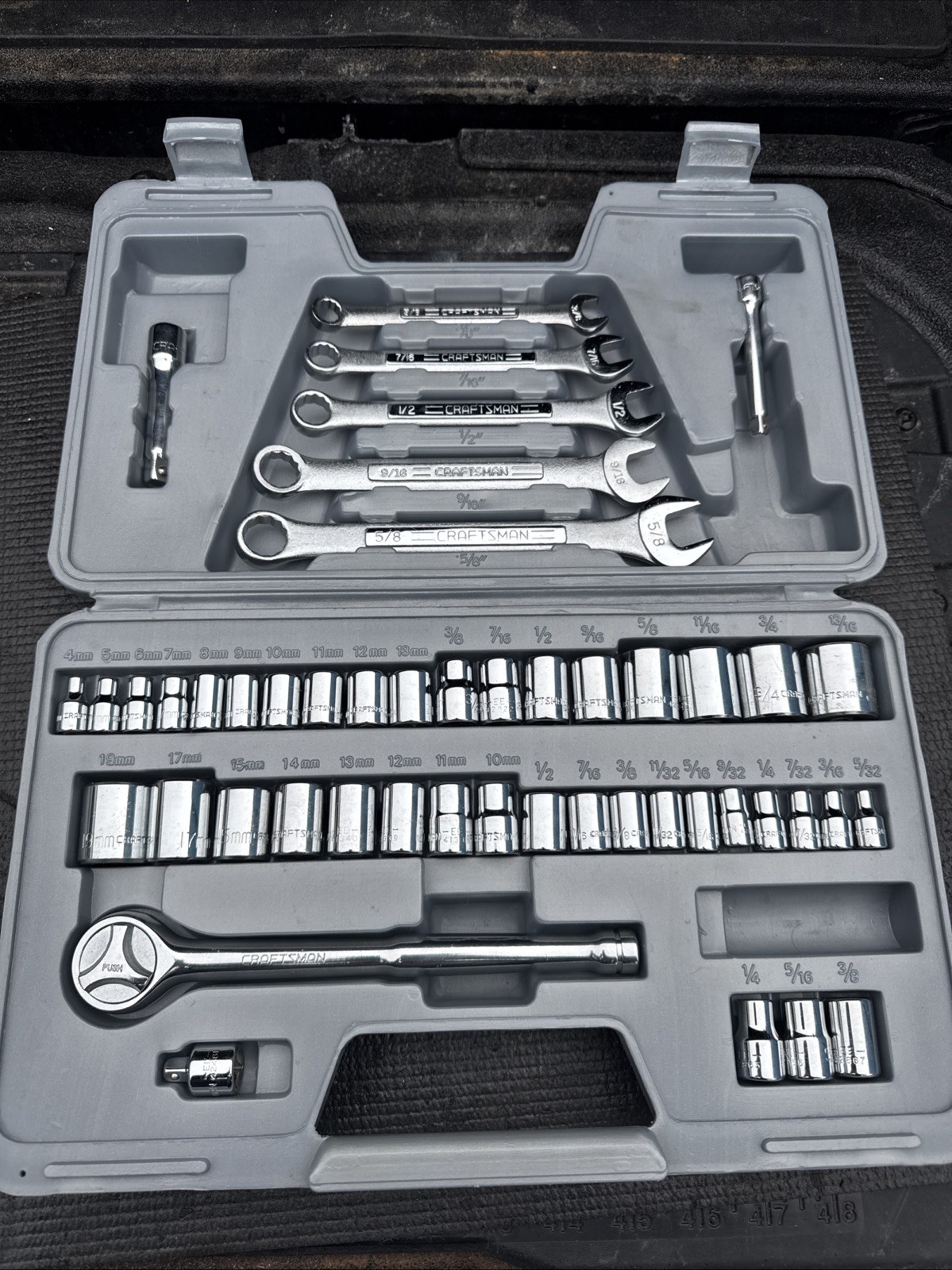 Sears Craftsman Nos Rare 48pc EE Mechanics Tool Set 3/8” 1/4” Rare Ratchet
