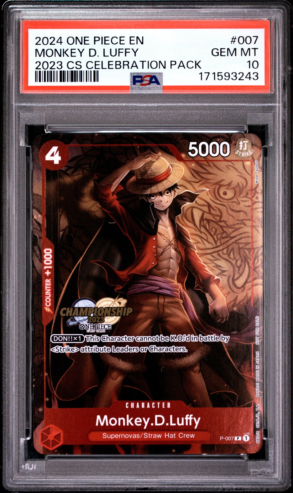 Monkey D. Luffy 007 One Piece PSA 10