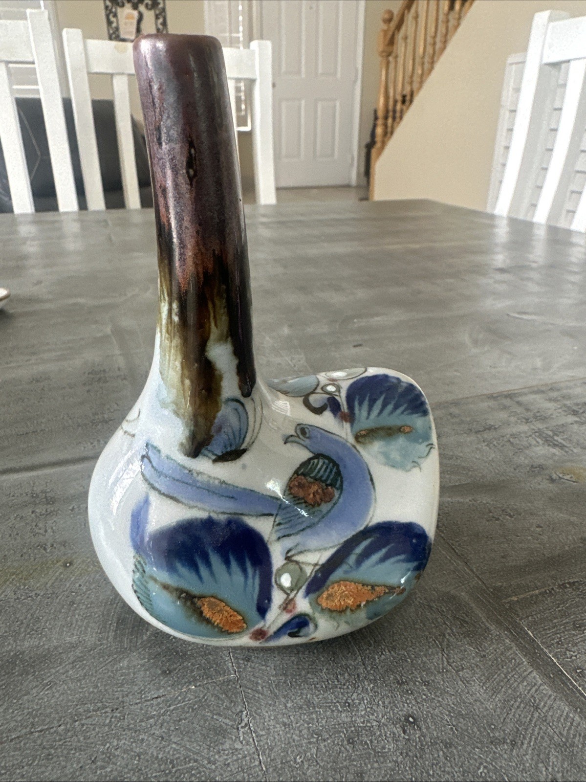 Vintage 6.25” Tall Tonala Pottery Vase Signed KE Mexico