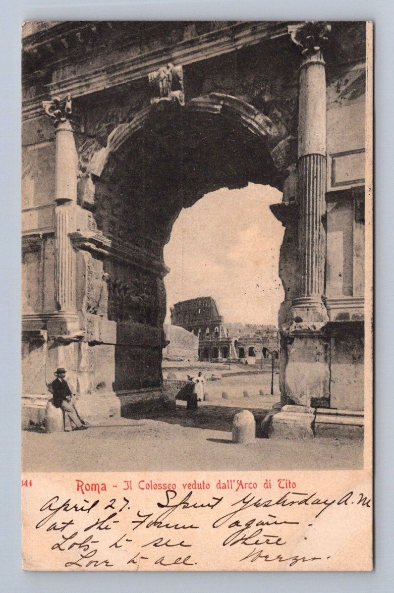 Roma Antique Italy Postcard Roma Roma Arch of Titus Colosseum 1905