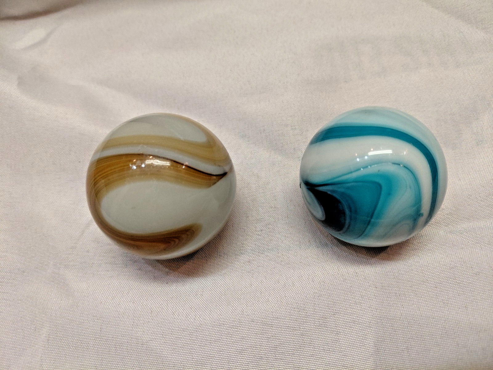 Two Vintage Slag Glass Gear Shift Knobs