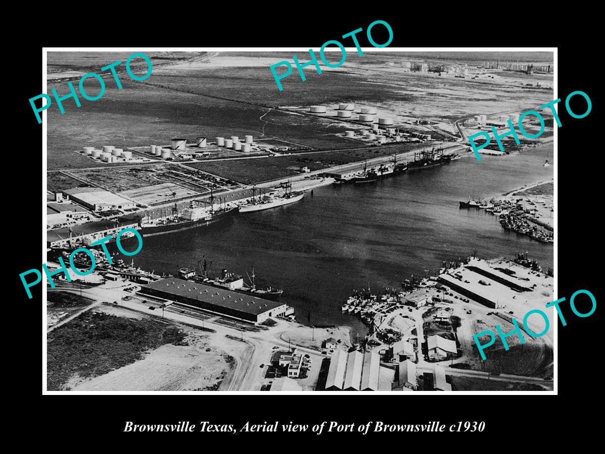 OLD LARGE HISTORIC PHOTO OF BROWNSVILLE TEXAS AERIAL VIEW OF THE PORT c1930