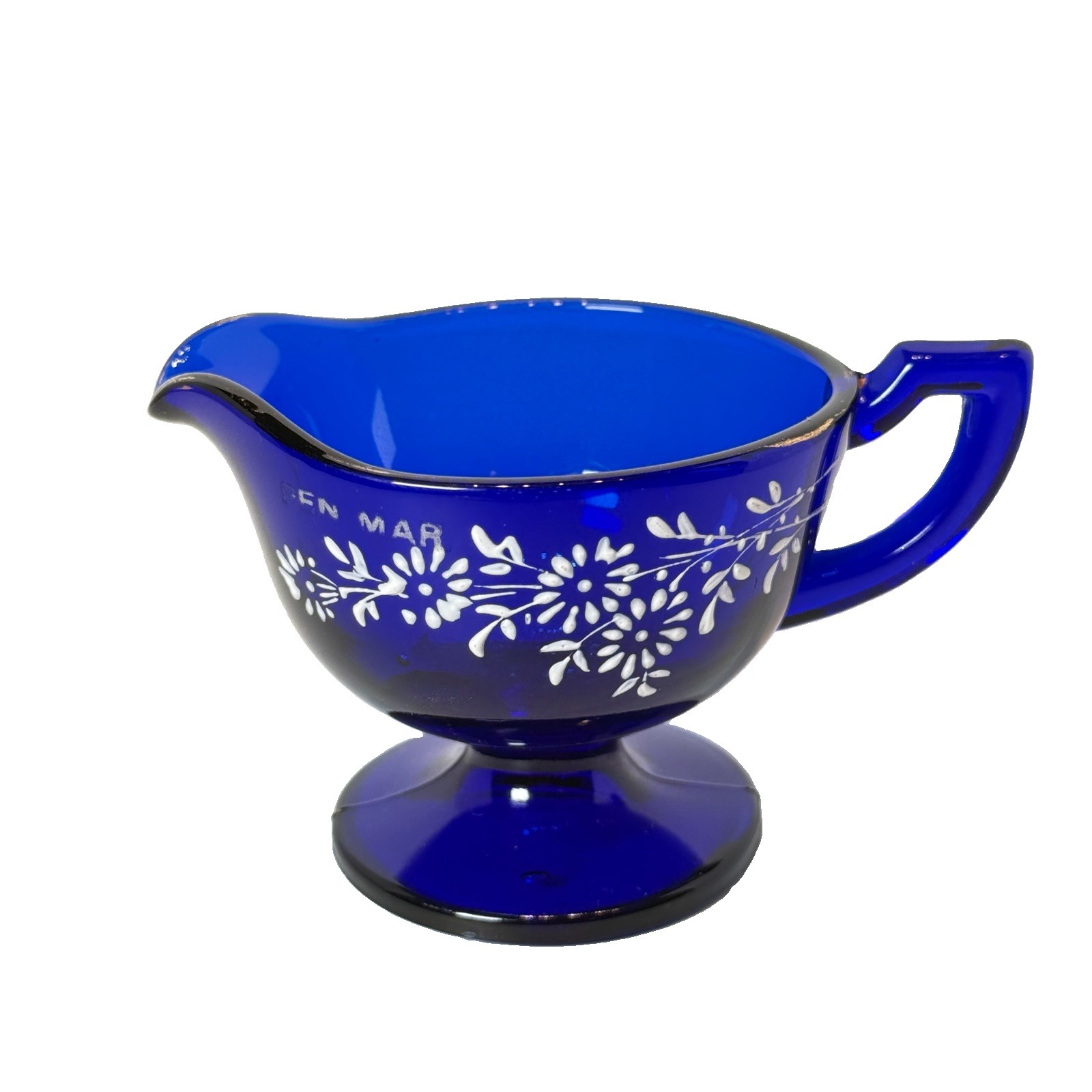 PEN MAR PA  Pennsylvania Antique COBALT BLUE Glass Souvenir GRAVY CREAMER