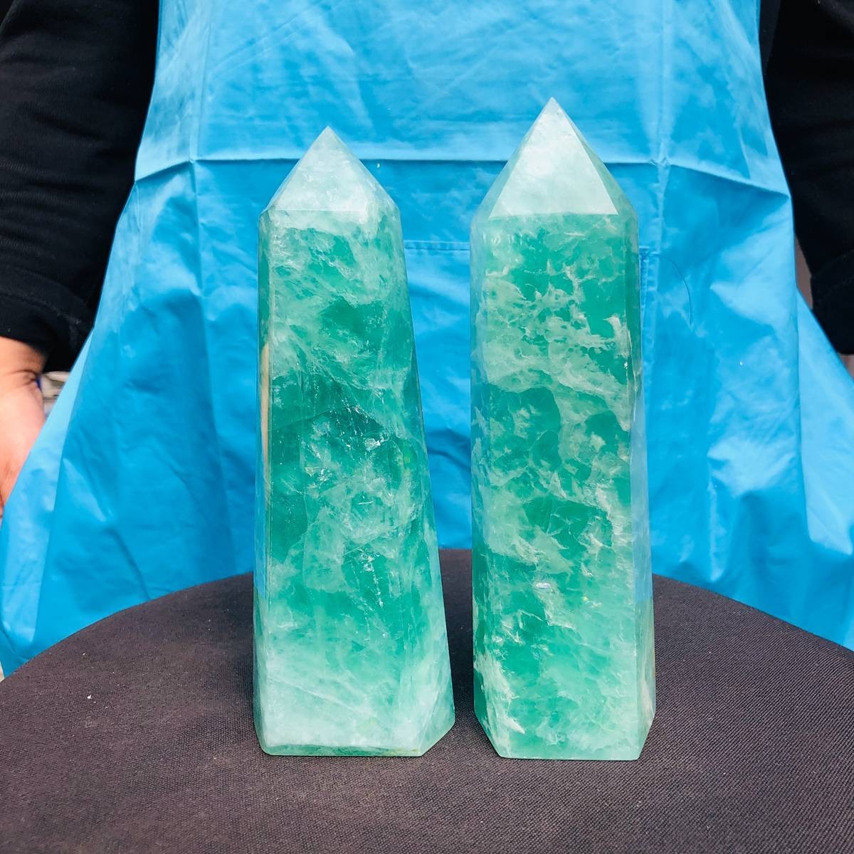 2pc 4.4LB Natural Fluorite crystal Hexagonal point Column Healing Reiki 2710