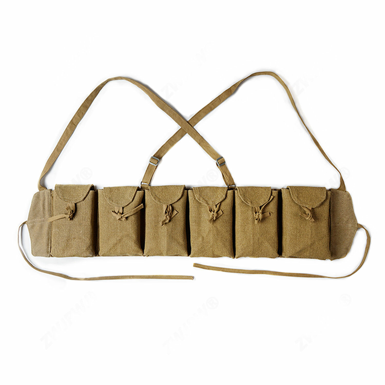 WWII Chinese Army ZB26 Combat Field Magazine Pouch 6 Cells Chest Rig Bag Canvas