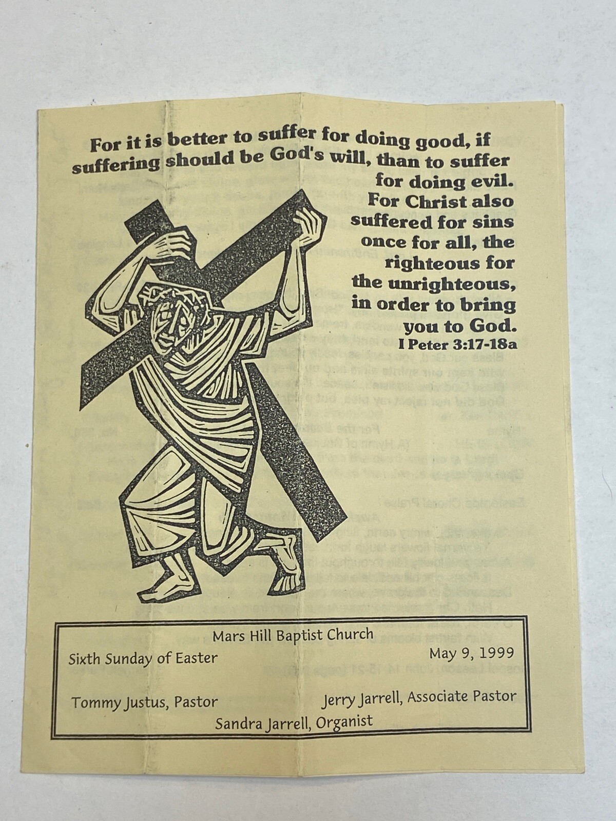 Mars Hill Baptist Church North Carolina NC Bulletin Program Tommy Justus Pastor