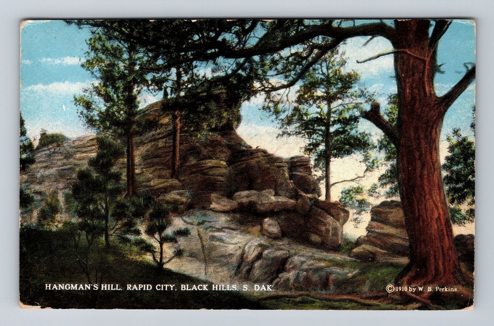 Rapid City SD-South Dakota, Hangman\'s Hill, Black Hills Antique Vintage Postcard