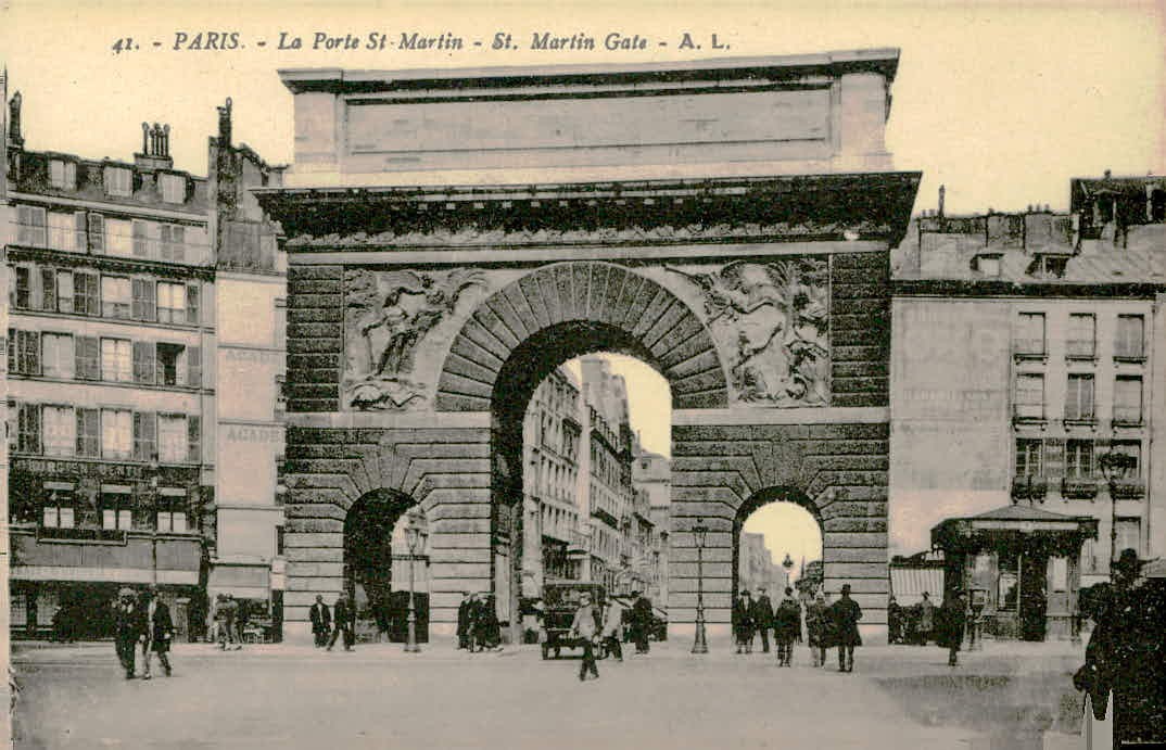 Vintage Paris - La Porte St-Martin / St. Martin Gate Postcard