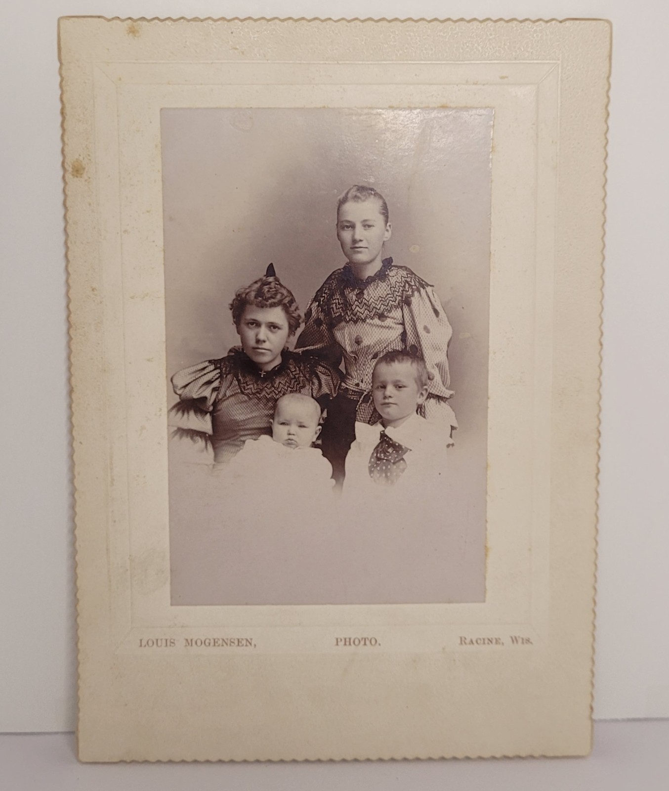 1890\'s Cabinet Card Victorian Family Leg of Mutton Sleeves-Second image on back