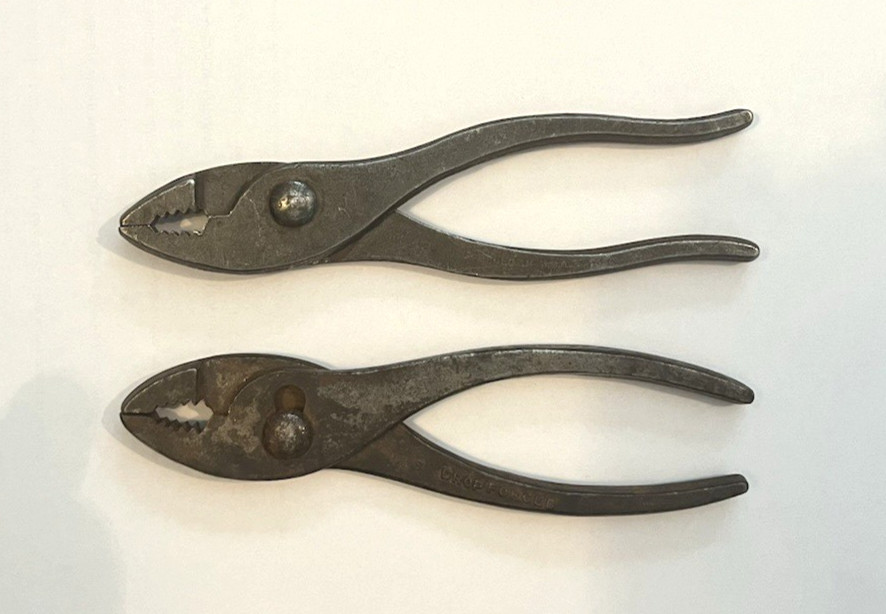 2 Vintage Antique slip joint pliers, 6 1/2