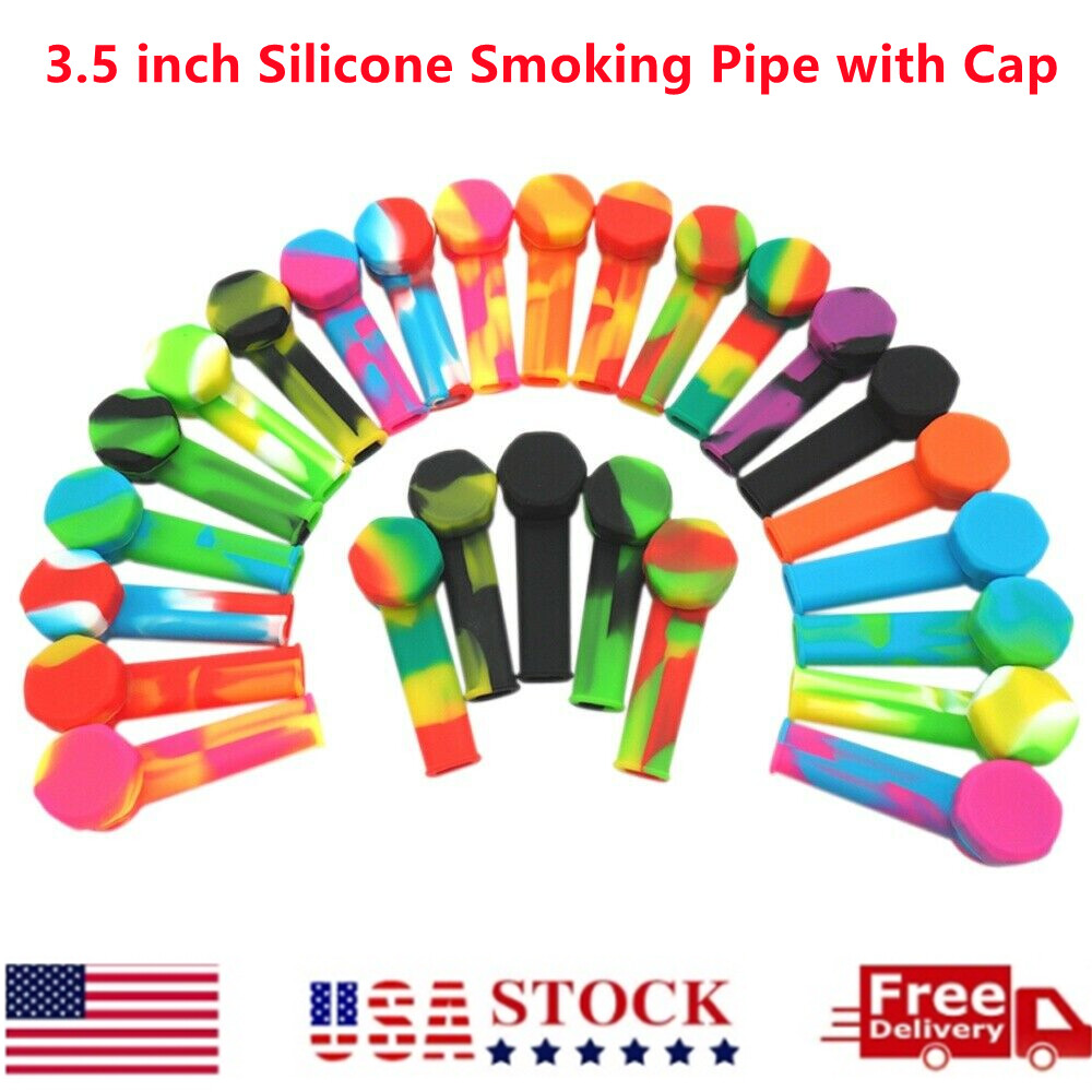 5pcs 3.4'' Mini Silicone Smoking Hand Pipe with Metal Bowl & Cap Lid Pocket Pipe 5pcs 3.4'' Mini Silicone Smoking Hand Pipe with Metal Bowl & Cap Lid Pocket Pipe