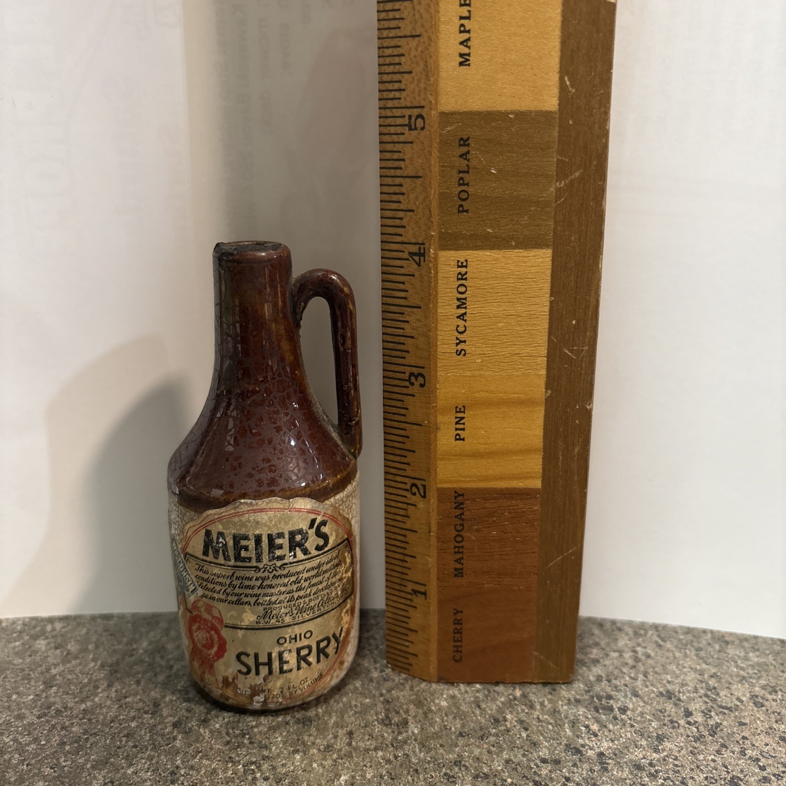UHL  Antique Advertising Miniature Ohio Stoneware Jug Meier's 1930s