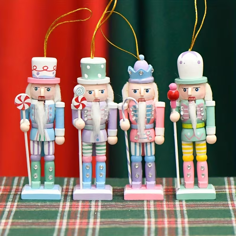 4-Pack Pastel Christmas Nutcracker Soldier Figures Tree Hanging Ornaments 4-Pack Pastel Christmas Nutcracker Soldier Figures Tree Hanging Ornaments