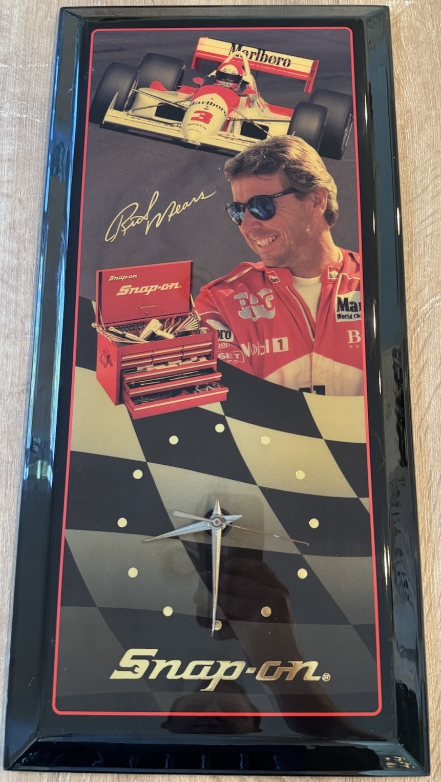 Vintage Snap-On Wall Clock Rick Mears Indy 500 Marlboro Racing Snap On EUC