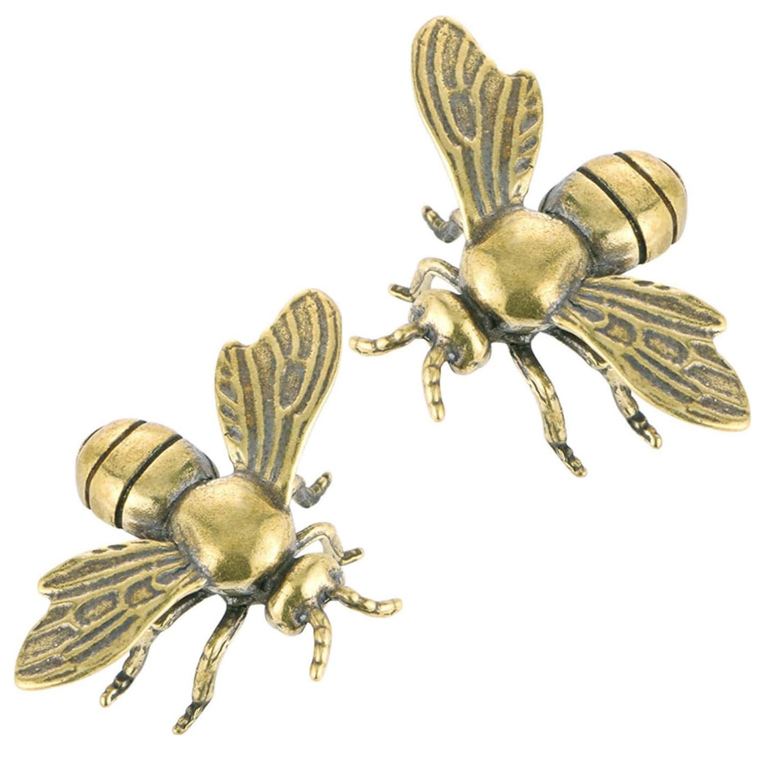 MHYGKTXRA 2 PCS Gold Bee Figurines: Vintage Brass Statues 