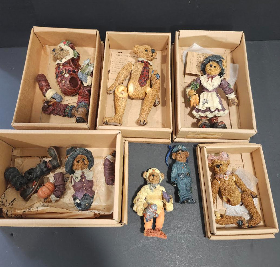 Boyds Bears Shoe Box Articulated Figurines Lot 7 Collector COA Repairs Needed