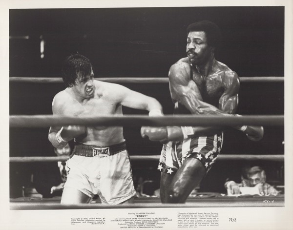 Rocky 1976 8x10 inch Sylvester Stallone and Carl Weathers boxing Rocky 1976 8x10 inch Sylvester Stallone and Carl Weathers boxing