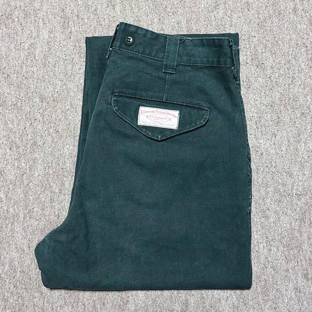 Filson Hunting Pants Tin Cloth Dark Green Talon Made In Usa 80S Men Rare Vintage