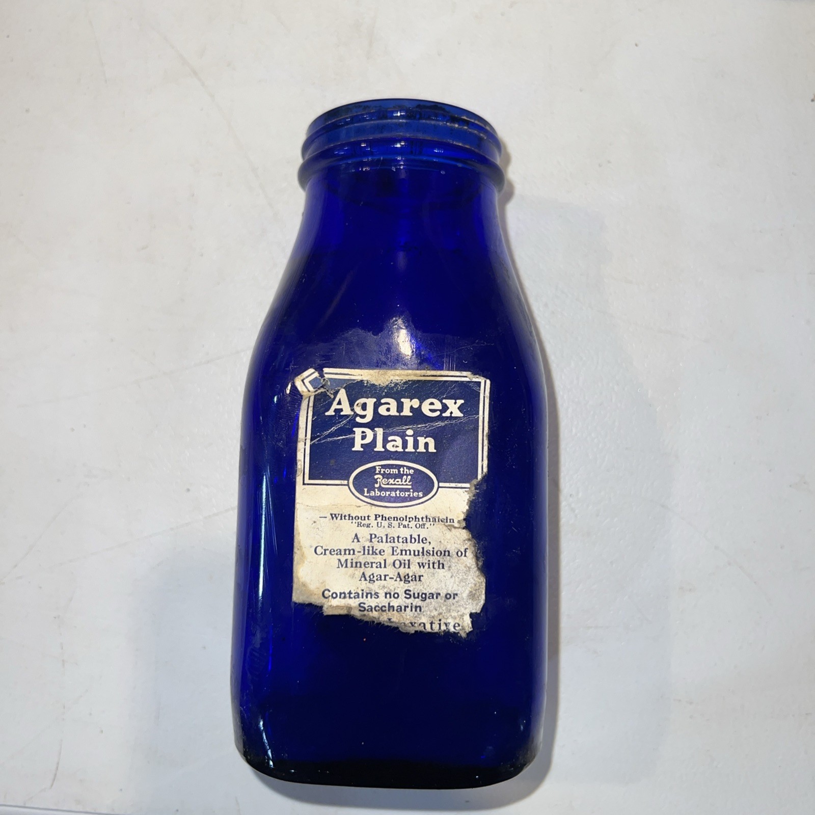 Vintage Hazel Atlas Cobalt Blue Glass Bottle Jar 4887 Square Milk Medicine