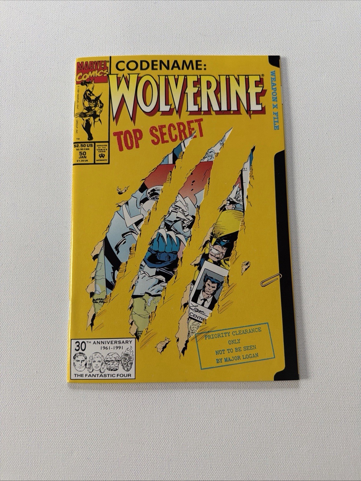 WOLVERINE #50 Die Cut Cover Codename: Top Secret 1992 WOLVERINE #50 Die Cut Cover Codename: Top Secret 1992